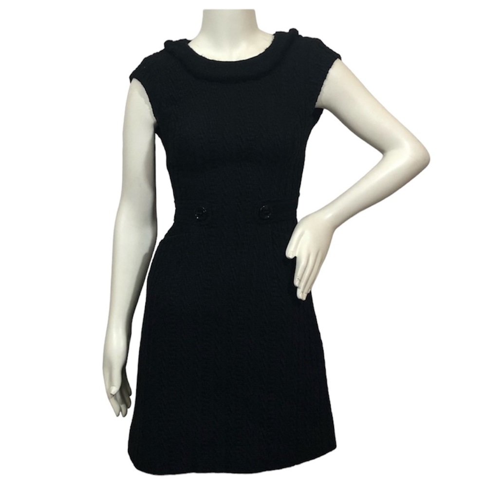 Karen Millen Black Cap Sleeve Textured Shift Dress